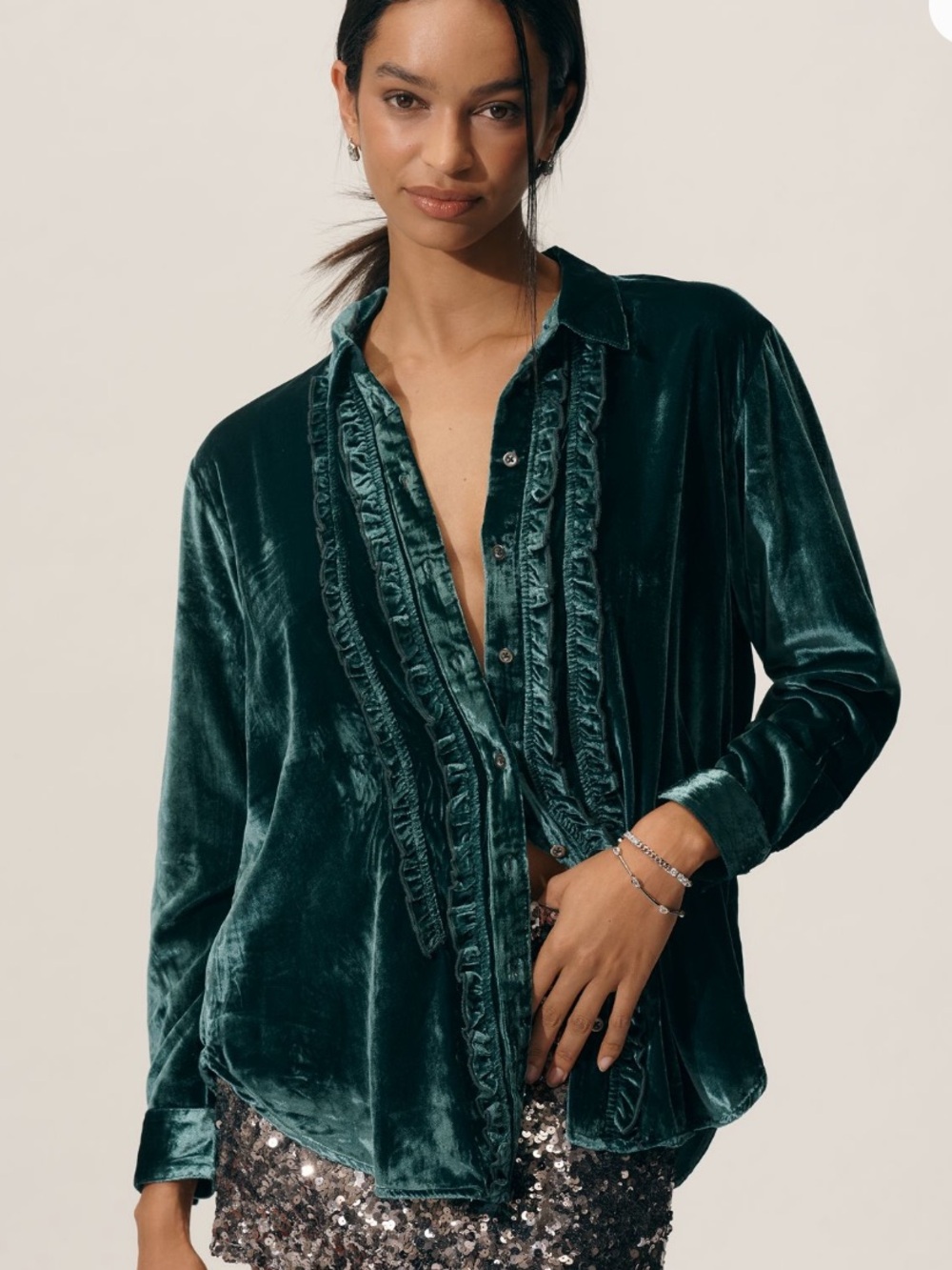 Pilcro Oversized Tuxedo Button Down Shirt